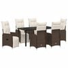 vidaXL Tuin eettafelset met kussen 7 pcs Bruin poly rattan