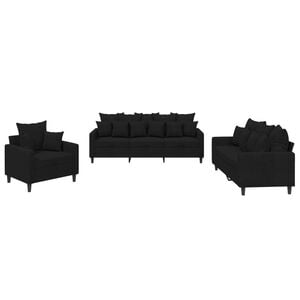 vidaXL 3-delige Loungeset met kussens fluweel zwart