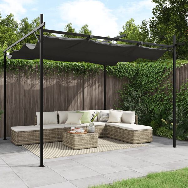 vidaXL Pergola met uitschuifbaar dak 295x292x230 antracietkleurig