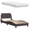 vidaXL Bed met matras "Hanko" stof donkerbruin 80x200 cm