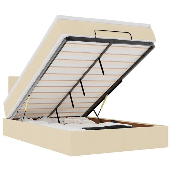 vidaXL Bed poef met matras en LED's 120x190 cm stof cr&egrave;mekleurig