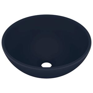 vidaXL Wastafel rond 32,5x14 cm keramiek mat donkerblauw