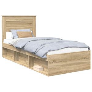 vidaXL Bedframe met matras Sonoma Eiken 75 x 190 cm Massief grenenhout