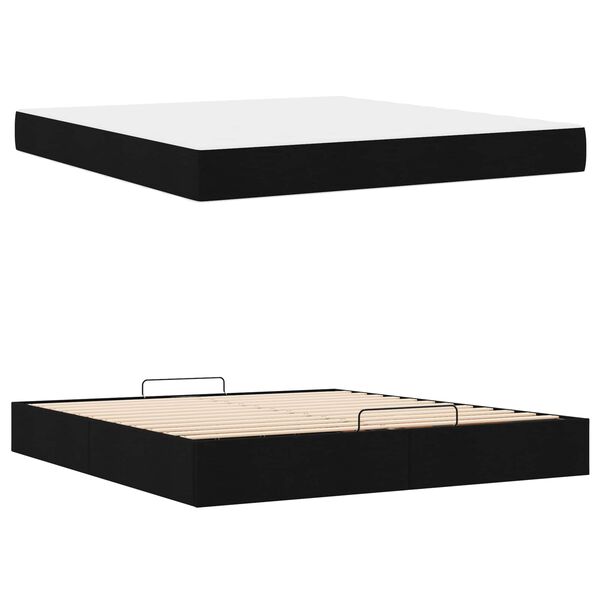 vidaXL Bedframe met matras met matras 2 pcs Zwart Stof