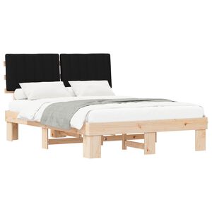 vidaXL Bedframe met Gevoerd Hoofdgedeelte Zwart 140 x 200 cm
