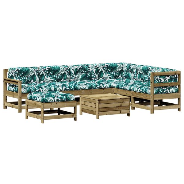 vidaXL 8-delige Loungeset met kussens ge&iuml;mpregneerd grenenhout