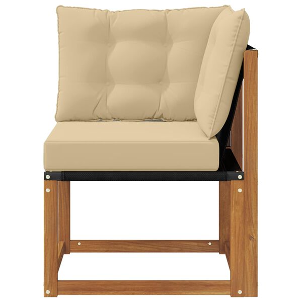 vidaXL Buiten Hoek Sofa Massief acaciahout en Textilene Stof Naturel