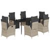 vidaXL 7-delige Tuinset met kussens poly rattan grijs