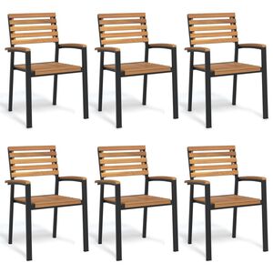 vidaXL Tuinstoelen 6 st stapelbaar massief acaciahout en metaal
