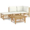 vidaXL 4-delige Loungeset met kussens bamboe cr&egrave;mewit