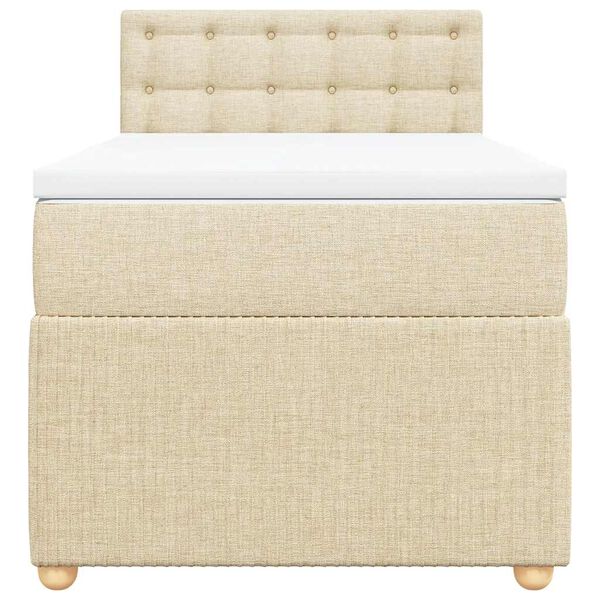 vidaXL Boxspring met matras stof cr&egrave;mekleurig 80x200 cm
