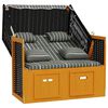 vidaXL Strandstoel met kussens poly rattan en hout zwart en grijs