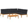 vidaXL 4-delige Loungeset pallet met kussens massief acaciahout