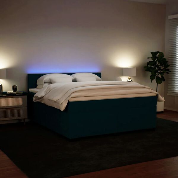 vidaXL Boxspring met matras fluweel blauw 180x200 cm