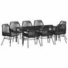 vidaXL Tuin eettafelset 9 st Zwart poly rattan