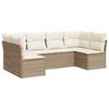 vidaXL 6-delige Loungeset met kussens poly rattan beige