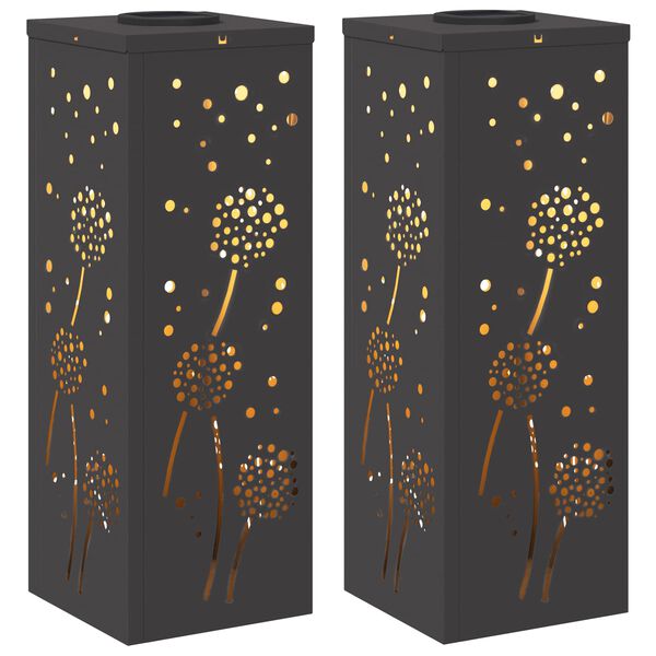 vidaXL Solar LED Pad Licht 2 pcs Zwart Koudgewalst staal