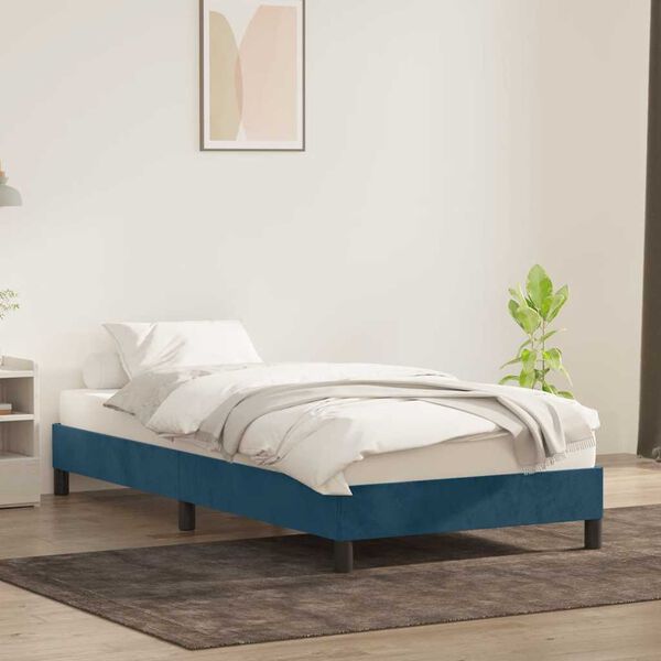 vidaXL Bedframe zonder matras 100x220 cm fluweel donkerblauw