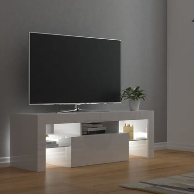 vidaXL Tv-meubel met LED-verlichting 120x35x40 cm hoogglans wit