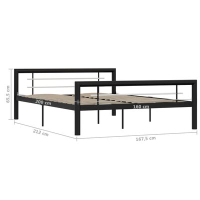 vidaXL Bedframe metaal zwart en wit 160x200 cm