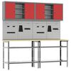 vidaXL Werkbankset 8 st Rood en Grijs Gepoedercoat staal
