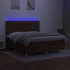 vidaXL Boxspring met matras en LED stof donkerbruin 160x200 cm