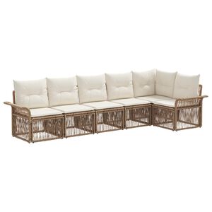 vidaXL Tuinbankenset 6 pcs Beige poly rattan