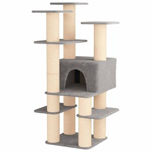 vidaXL Kattenboom met sisal krabpalen Lichtgrijs 161 cm