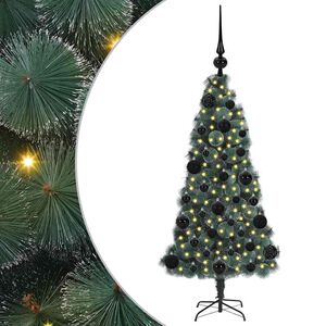 vidaXL Kunstmatige Vorstverlichte Kerstboom met Bal Set Groen 120 cm