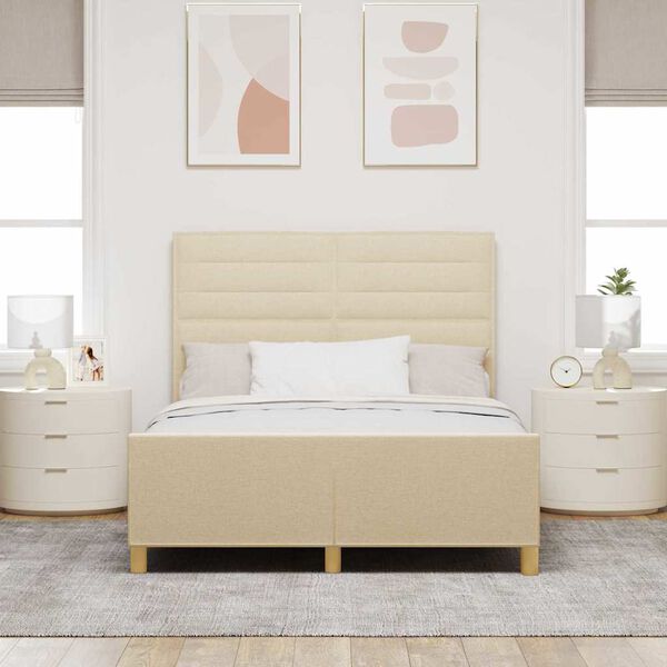 vidaXL Bedframe met hoofdeinde Cr&egrave;me 160 x 200 cm Stof