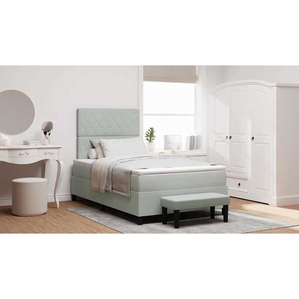 vidaXL Boxspring bed met matras Lichtgrijs 120 x 200 cm Fluweel