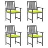 vidaXL Tuinstoelen 4 st met kussens massief acaciahout grijs