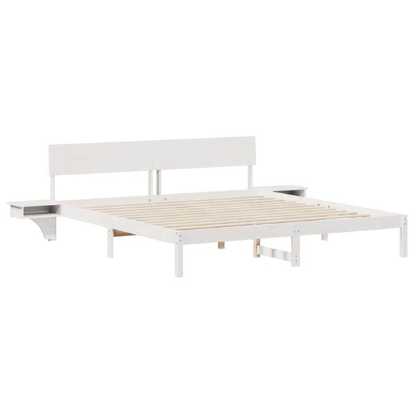 vidaXL Bedframe met hoofdeinde Wit 200 x 200 cm Massief grenenhout