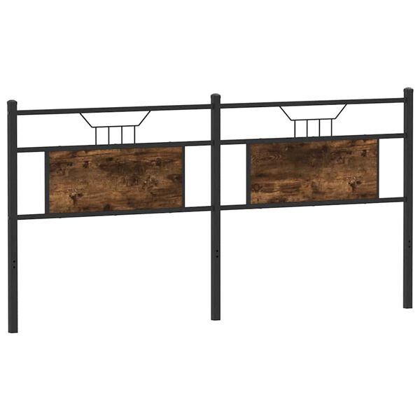 vidaXL Vervangend hoofdbord 180 cm bewerkt hout en staal gerookt eikenkleurig