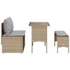 vidaXL 3-delige Tuinset met kussens poly rattan beige