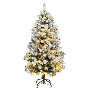 vidaXL Kunstkerstboom met scharnieren 150 LED en kerstballen 120 cm