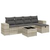 vidaXL 6-delige Loungeset met kussens poly rattan lichtgrijs