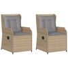 vidaXL Tuinstoelen 2 st verstelbaar met kussens poly rattan beige