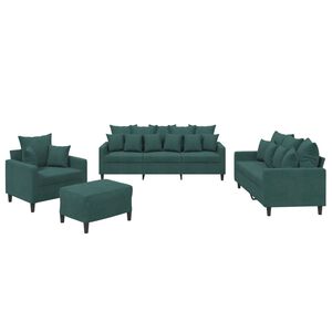 vidaXL 4-delige Loungeset met kussens fluweel donkergroen