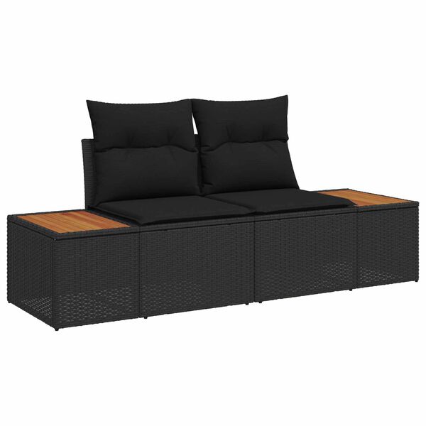 vidaXL Tuin Sofa Set met kussen met opslag 9 pcs Zwart Poly riet