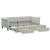 vidaXL Slaapbank onderschuifbed en lades 80x200 cm fluweel lichtgrijs