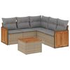 vidaXL 6-delige Loungeset met kussens poly rattan beige