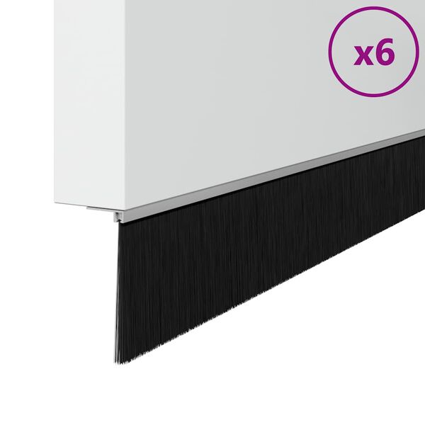 vidaXL Zelfklevende Deurborstels 6 pcs Zilver 100 cm