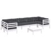 vidaXL 8-delige Loungeset met kussens grenenhout wit