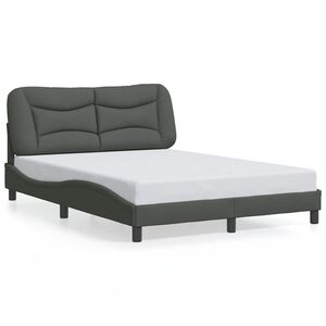 vidaXL Bedframe zonder matras "Hvar" stof donkergrijs 140x200 cm