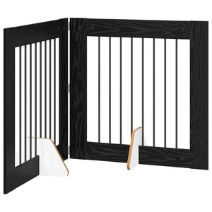vidaXL Opvouwbaar hondenhek met standaards 2 st Zwart eiken 160,5 cm