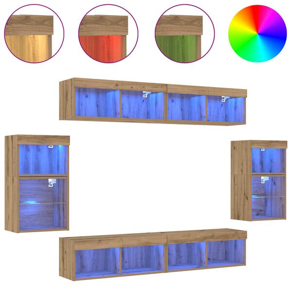 vidaXL Tv-meubelset 8 pcs artisanaal eikenkleurig Bewerkt hout