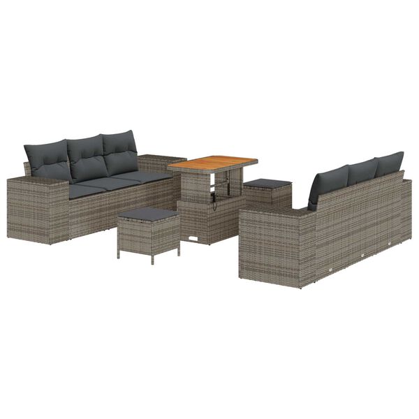 vidaXL Tuin Sofa Set met opslag 9 pcs Grijs Poly riet