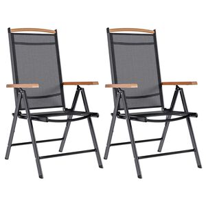 vidaXL Tuinstoelen inklapbaar 2 st aluminium en textileen zwart