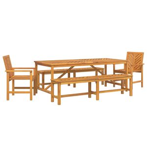 vidaXL Tuin eettafelset 5 st Bruin Massief Acaciahout